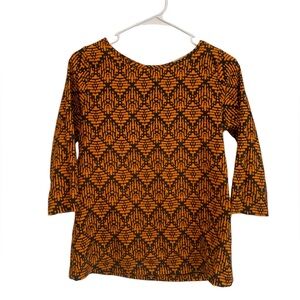 ☀️Orange and Black-blue retro sleeve blouse geometric tribal vintage lightweight